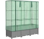 Jardinera，arriate ，macetacon cubierta invernadero aspecto ratán 120x40x138 cm cfw75962