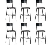 Taburetes de cocina 6 uds madera contrachapada y acero negro