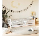 Estructura de cama infantil con cajones madera maciza de pino blanco 90x190 cm