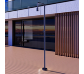 Imex - ducha piscina exterior acero s.316 | ducha terraza exterior con rociador tubular 80mm | outdoor shower para jardin | serie pool azul oceano