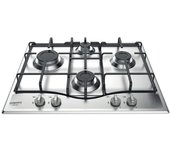 Placa de gas empotrada hotpoint pcn 642 ix/har de 4 quemadores en acero