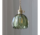 Lámpara de araña de flores verdes, 220 v, lámpara de araña simple y moderna, longitud ajustable, requiere cableado - 220 v - sin fuente de luz
