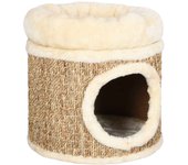 Vidaxl casita para gatos de lujo con cojín hierba marina 33 cm