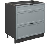 Vicco mueble bajo de cocina fame-line, azul claro-gris, 80 cm con 3 cajones, sin encimera