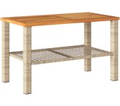 Mesa de jardín，mesa para exteriores，mesa de patio ratán sintético madera acacia beige 70x38x42 cm cfw86585