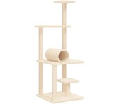 Rascador para gatos con postes de sisal color crema 136 cm