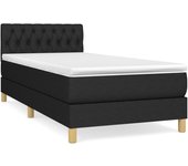 Cama somier tapizada con colchón de tela negra 90x200 cm