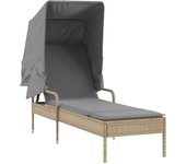 Tumbona | silla de jardín con capota ratán sintético beige cfw56325