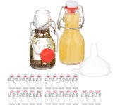 Relaxdays pack botellitas de cristal, 50 ml, 25 mini botellas para rellenar licor o aceite, tapa mecánica, transparente
