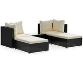 Conjunto de muebles de jardín,rattantree sofá de jardín de 5 piezas, sillón, reposapiés y mesa de centro para jardín y balcón.