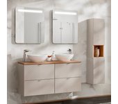 Conjunto de muebles doble lavabo 120cm y columna manoa cachemira y madera