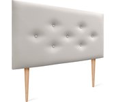 Dhome cabecero de polipiel con 3 hileras intercaladas de botones y patas cabezal tapizado cama lujo (blanco hueso, 105cm)