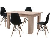 Pack mesa de comedor o cocina cambria + 4 sillas estilo nordico negro