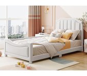 Cama individual 90x200cm para niños - sofá cama de terciopelo - beige