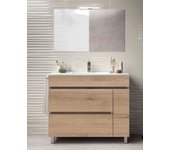 Mueble de baño caprera 2 cajones y una puerta incluye lavabo y espejo - estepa 90 x 45 cm lavabo centrado