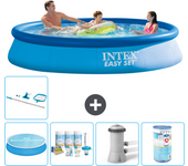 Paquete de piscina - intex - alrededor - 366x366x76 cm + accesorios a593