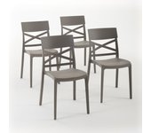 Conjunto de 4 sillas martina de resina con fibra de vidrio, apilables para interiores o exteriores en color tórtola