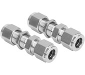 2 piezas de conector de mamparo de acero inoxidable 316, junta de ajuste de placa de desgaste de doble férula (f3/8)