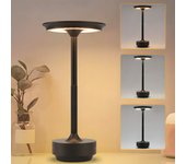 Nettlife lámpara de mesa inalámbrica, lámpara de noche, batería - lámpara de mesa led táctil regulable con usb recargable, batería negra