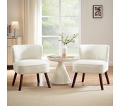 Conjunto de 2 sillones de cóctel jofi en tejido rizo blanco
