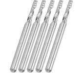 5 piezas de fresas de extremo de una sola flauta, fresa espiral de vástago recto, broca de enrutador de 3,175 x 2 x 10 x 38 mm