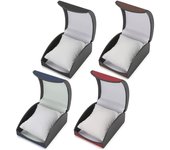 Caja de almacenamiento para relojes de piel sintética, caja expositora cuadrada para joyería, negro, marrón, rojo y azul, 4 uds.