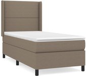 Cama con somier tapizado y colchón de tela gris topo de 90x200 cm