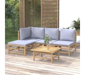 Maison exclusive - set de muebles de jardín 5 piezas bambú y cojines gris claro