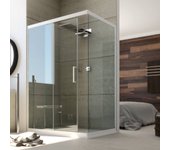 Mampara de ducha angular de pvc 70x170 cm h200 vidrio transparente mod. glax 1 hoja