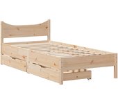 Cama para adulto | cama individual | estructura de cama con cajones madera maciza de pino 90x200 cm cfw65073