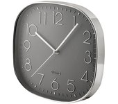 H&h reloj de pared cuadrado gris y cromado cm 28.
