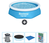 Paquete de piscina - bestway - alrededor - 244x244x61 cm + accesorios cb64