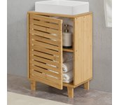 Mueble para debajo del lavabo iveland con puerta 2 compartimentos cerrados bambú 60 x 40 x 30 cm - natural [en.casa]