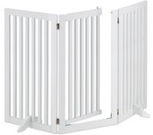 Relaxdays barrera seguridad niños, valla protectora con puerta, para escaleras, 92x154cm, plegable, sin taladrar, blanco