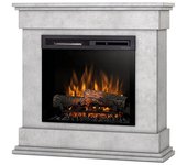 Lenox - chimenea eléctrica independiente con calefacción por suelo radiante led - 23' - cemento - 93 x 90 x 29