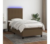 Somier y colchón de láminas y led marrón oscuro 90x200cm