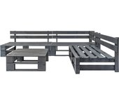 Set de muebles de palets para jardín 4 piezas | conjunto de comedor | conjunto de descanso madera gris cfw533312