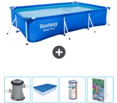 Paquete de piscina - bestway - rectángulo - 300x201x66 cm + accesorios cb90