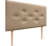 Dhome cabecero de polipiel con 3 hileras intercaladas de botones y patas cabezal tapizado cama lujo (marrón claro, 105cm)