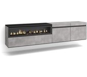 Amueblate online, mueble tv, televisión, muebles de salón, almacenaje, para tv hasta 80, chimenea eléctrica, colgado, suspendido, cemento