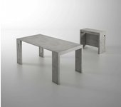 Consola extensible akam, mesa de comedor extensible, consola multiusos con extensiones, 100% made in italy, 186x80h76 cm, cemento
