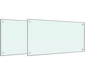 Salpicaderos de cocina 2 uds vidrio templado blanco 80x50 cm