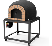 Movelar - horno de leña exterior de obra modelo stromboli (negro - 120 x 120 x 165 cm) – aislado con corcho y 3 mantas cerámicas