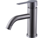 Grifo monomando de agua fría y caliente, codo gris de acero inoxidable, orificio único para agua caliente y fría, con manguera de 60 cm
