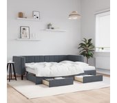 Sofá cama nido y cajones terciopelo gris oscuro 80x200cm