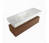 Mondiaz alan-dlux 130cm mueble de baño rust 2 cajones. con lavabo cloud centro sin orificios color opalo
