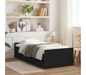 Estructura de cama con cajones negro 90x200 cm