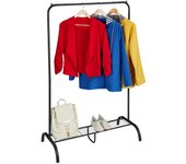 Relaxdays burro de ropa, metal, balda, dormitorio, barra para perchas, 139 x 90 x 44 cm, armario de pie, color negro