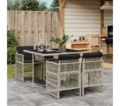 Set comedor de jardín 5 piezas | conjunto de jardín | muebles de jardín cojines ratán sintético gris claro cfw762983