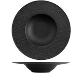 2x h&h skin plato de pasta de porcelana en relieve negro cm 28.